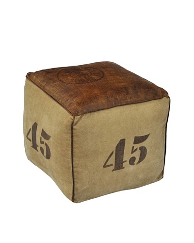 45 Canvas Pouf, Natural/Brown