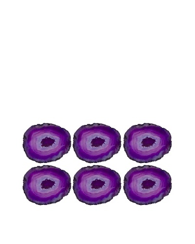 6pk Brazilian Agate Crystal Coaster Set, Purple