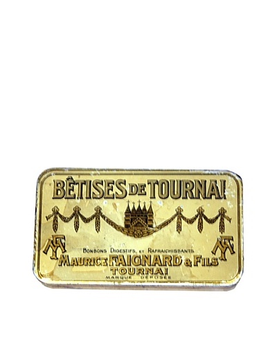 Vintage Betises de Tournai-Maurice Faignard & Fils Tin, Gold/Cream
