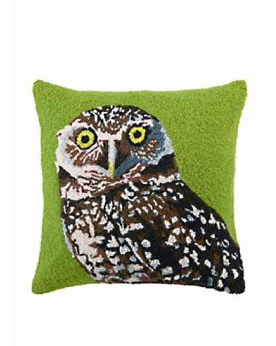 Hook Pillow, Green Owl, 18 x 18