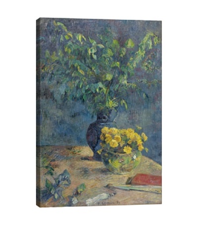 Paul Gauguin's Deux Vases De Fleurs Et Un Eventail (1885) Giclée Canvas Print