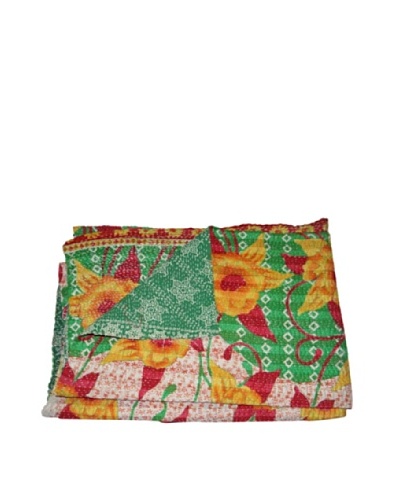 Large Vintage Gowri Kantha Throw, Multi, 60 x 90