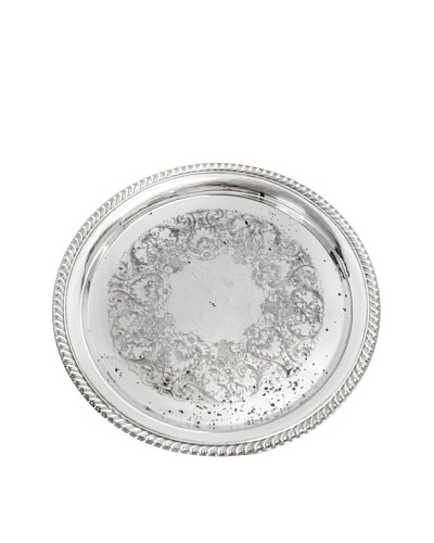 Vintage Ornate Round Serving Tray, c.1960s