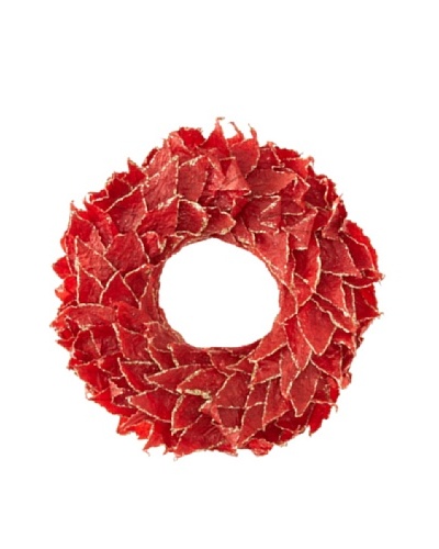 Natural Leaf Wreath, Red - Medium