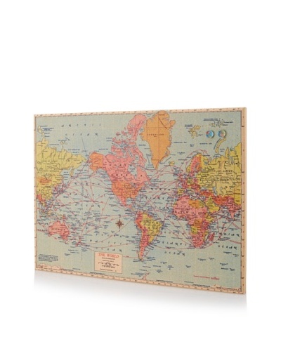 Map of World Giclee on Cork Board