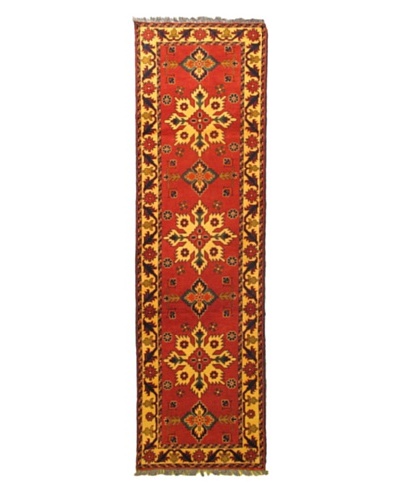 Hand-Knotted Uzbek Kargahi Traditional Wool Rug, Red, 2' 9 x 9' 6 Runner