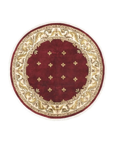 Hand-Knotted Karma Wool Rug, Dark Red, 7' 2 Round