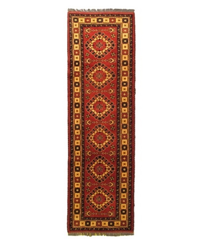 Hand-knotted Uzbek Kargahi Traditional Runner Wool Rug, Red, 2' 8 x 9' 4 Runner