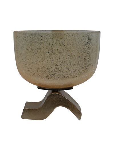 Ira Vase, Rustic White/Bronze