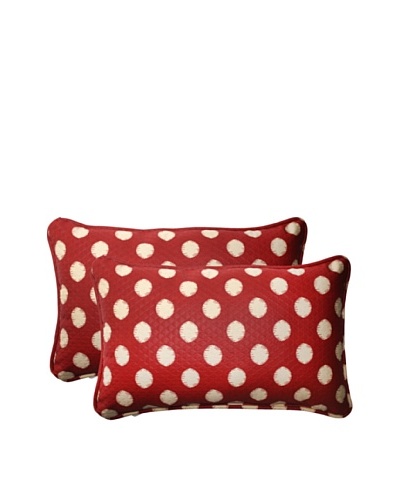 Outdoor Solar Spot Henna Rectangle Corded Toss Pillows [Red/Tan]