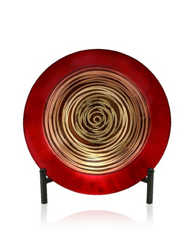 UMA Glass Bowl with Stand, Red/Gold/BrownAs You See