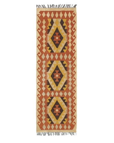 Hand Woven Anatolian Wool Kilim, Copper, 1' 11 x 5' 10 Runner