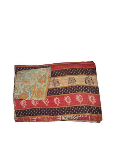 Vintage Pushpa Kantha Throw, Multi, 60 x 90