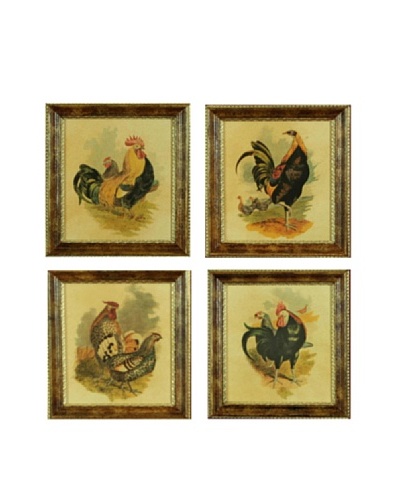 Set of Four Framed Reproduction Rooster Prints