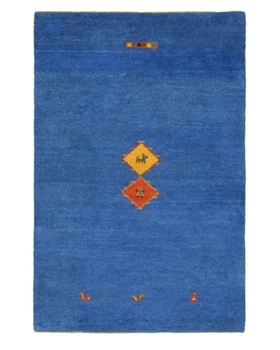 Hand-Knotted Gabbeh Modern Rug, Blue/Azure, 4′ x 6′ 1″