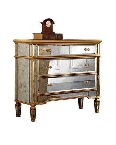 Florentine 3-Drawer Cabinet, Gold Leaf/Antique Mirror
