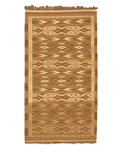 Hand Woven Shirvan Wool Kilim, Light Brown/Light Camel, 3' 5 x 6' 3