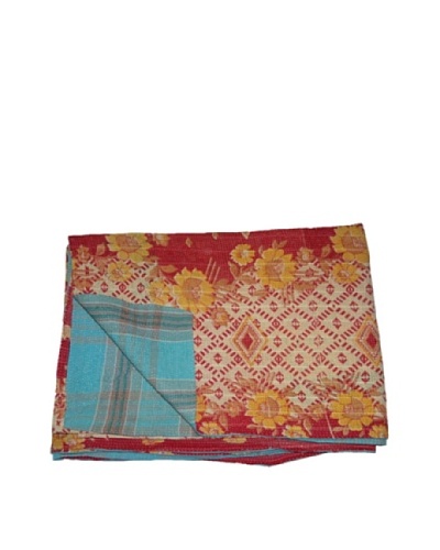 Large Vintage Navneet Kantha Throw, Multi, 60″ x 90″