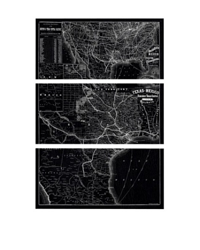 Oliver Gal Map of Texas Central Railways System 1885 Triptych Canvas Art