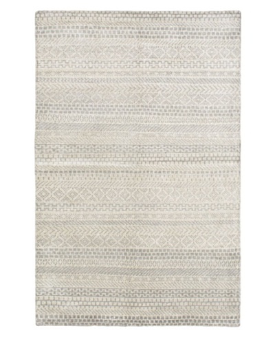 Hand-Knotted Eternity Gabbeh Silk Rug, Light Gray, 5' x 7' 9