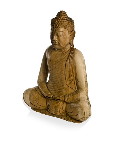 Sitting Buddha with Folded Hands Statue, Natural