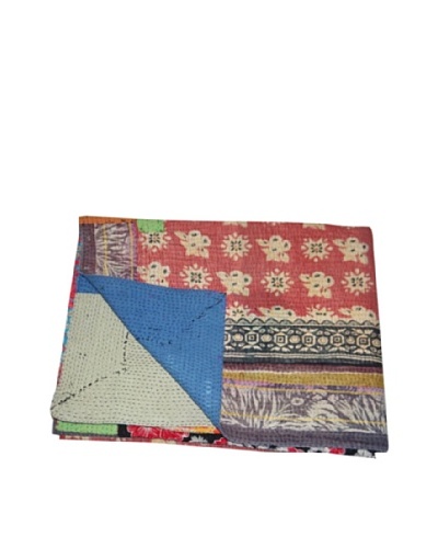 Large Vintage Lalima Kantha Throw, Multi, 60 x 90