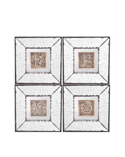 Set Of 4 Mirror Art [Silver Beige Aged Gold]