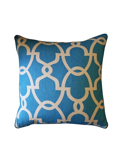 Dean Throw Pillow, Turquoise/Cream