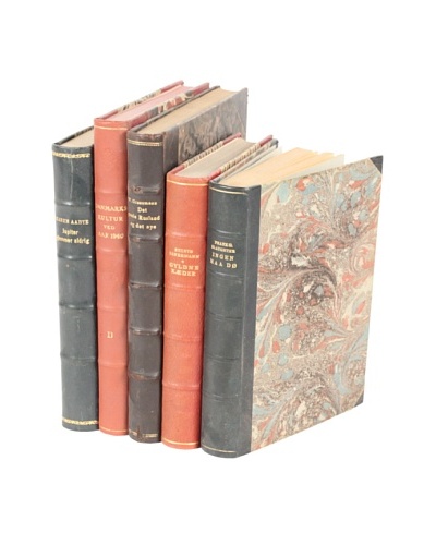 Set of 5 Vintage Leather Books X