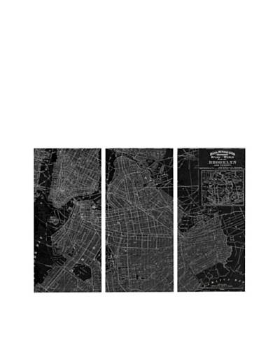 Oliver Gal Brooklyn Map 1891 Triptych Canvas Art