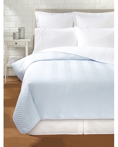 Percale Quilted Coverlet, Pale Blue, King