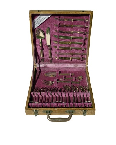 Tony's Gems Bronze 29-Piece Flatware Set with Chest, c.1940s