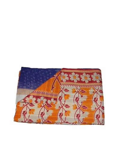 Large Vintage Pushpa Kantha Throw, Multi, 60″ x 90″