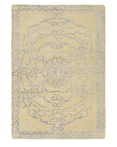 Hand-Knotted Jules Ushak Rug, Light Yellow, 4' 5 x 6' 3