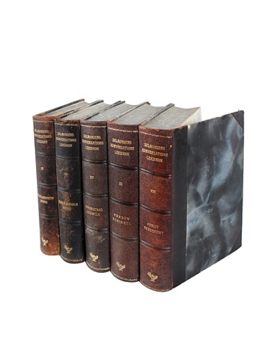 Set of 5 Designer Leather Books, Multi