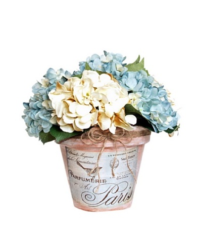 Blue Hydrangea Clay Pot [Blue, Crème, Green]