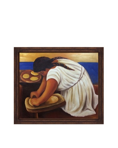 Diego Rivera's Woman Grinding Maize Framed Reproduction Oil Painting