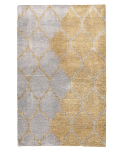 Eternity Gabbeh Modern Silk Rug, Grey/Khaki, 4' 11 x 7' 10