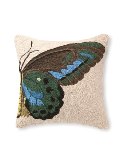 Hook Pillow, Green Butterfly, 18 x 18