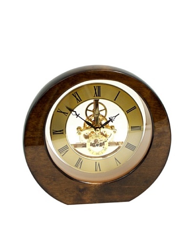 Round Desk Clock, Walnut
