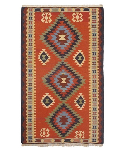 Ankara Kilim Transitional Kilim, Copper/Dark Brown/Light Yellow, 4' 1 x 8' 4