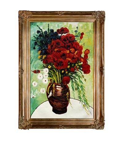 Vincent Van Gogh Vase with Daisies and Poppies Framed Oil Painting