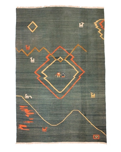 Kilim Rug, Green/Blue