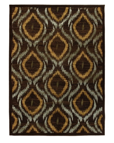 Ikat Area Rug, Dark Brown, 5' 5 x 7' 8