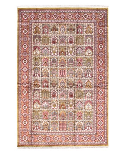 Hand-Knotted Kashmir Kerman Traditional Rug, Pink, 6' x 9'