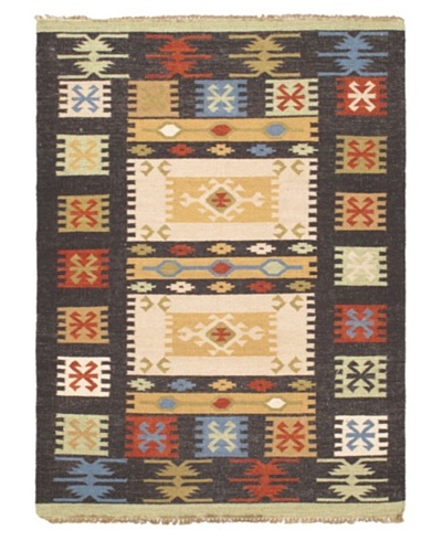 Kashkoli Kilim Traditional Kilim, Black, 4' 9 x 6' 6