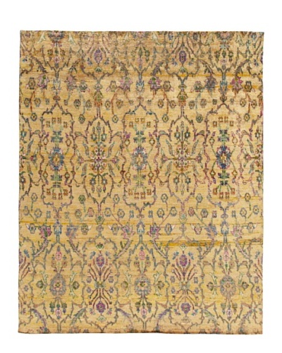 Silk Hand-Knotted Ikat Rug [Cream Multi]