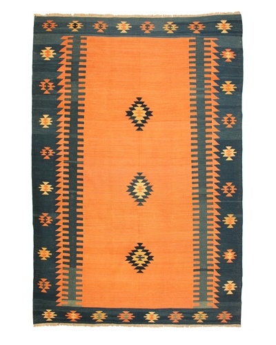 Kilim Rug, Orange/Blue