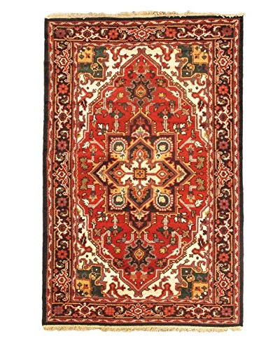 Hand-Knotted Royal Heriz Wool Rug, Red, 4′ x 6′