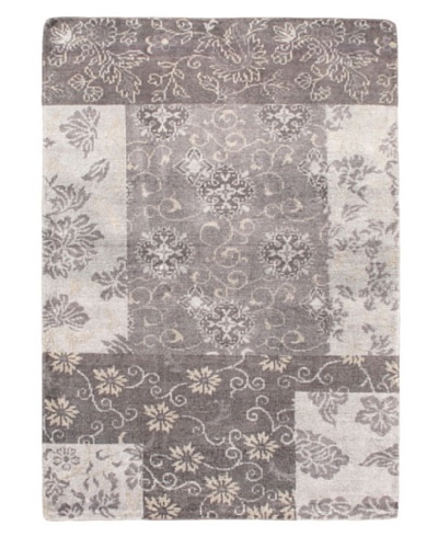 Eternity Gabbeh Modern Silk Rug, Grey, 5' 4 x 7'6 